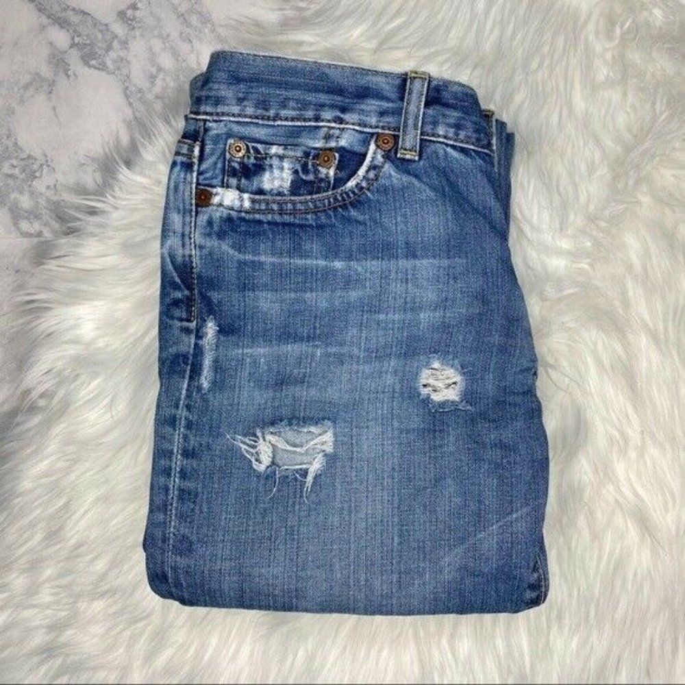 Lucky Brand Straight Leg Boyfriend Jeans Distressed Light Wash 26 Dungarees - Picture 5 of 12